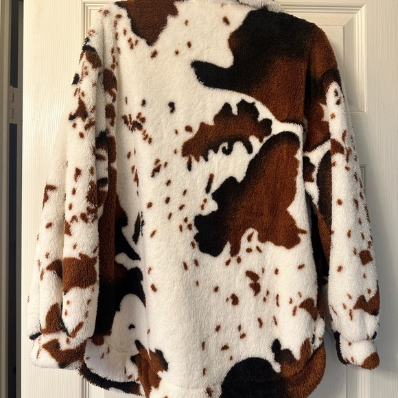 Brown and White Jean Jacket with Cow Print - Picture 6 of 6